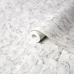 Boutique Grey Marble Metallic Effect Smooth Wallpaper