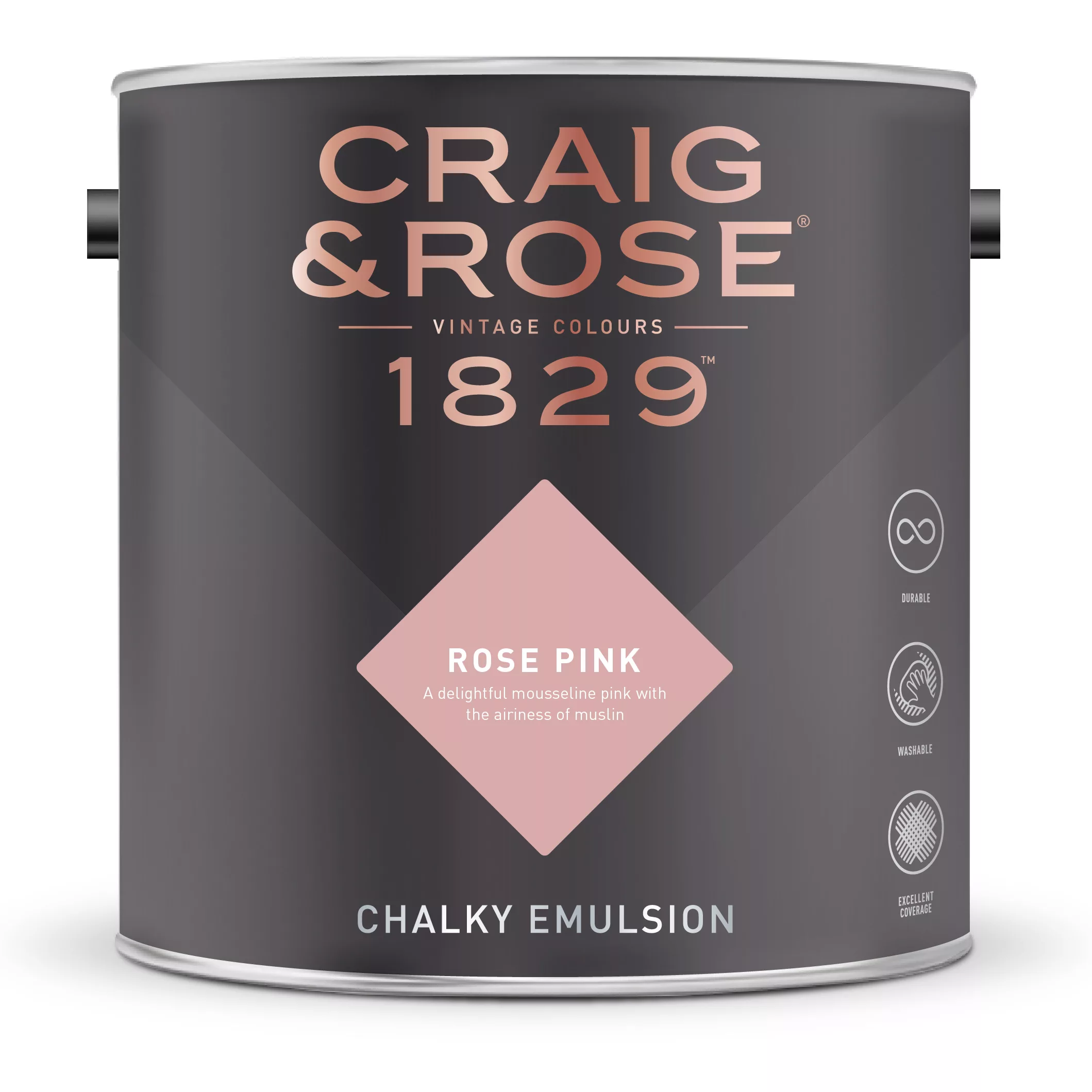 Craig & Rose 1829 Rose Pink Chalky Emulsion Paint, 2.5L 2 Craig & Rose 1829 Rose Pink Chalky Emulsion Paint, 2.5L - Image 2