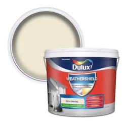 Home Paint Store 38 Dulux Weathershield Gardenia Smooth Matt Masonry Paint, 10L