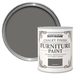 Rust-Oleum Anthracite Chalky Effect Matt Furniture Paint, 750ml