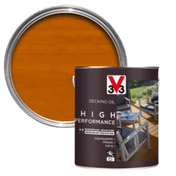 V33 High Performance Light Oak UV Resistant Decking Wood Oil, 2.5L